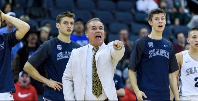 Coach Kaine on the sideline with Coach Jim Crutchfield, Nova Southeastern
