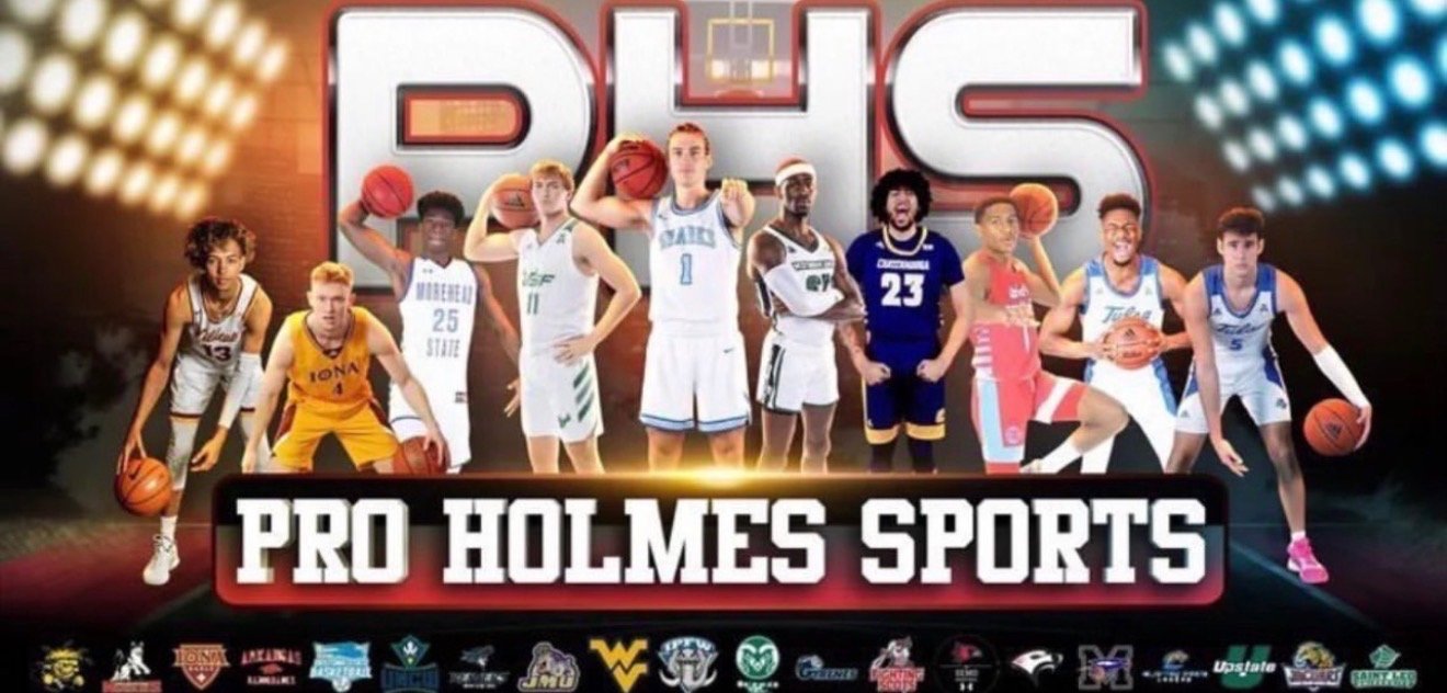 Pro Holmes Sports roster banner featuring players across multiple college programs